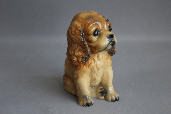 Image 1 of Figura de perro antigua, presumiblemente de alabastro, pesada, pintada a mano.