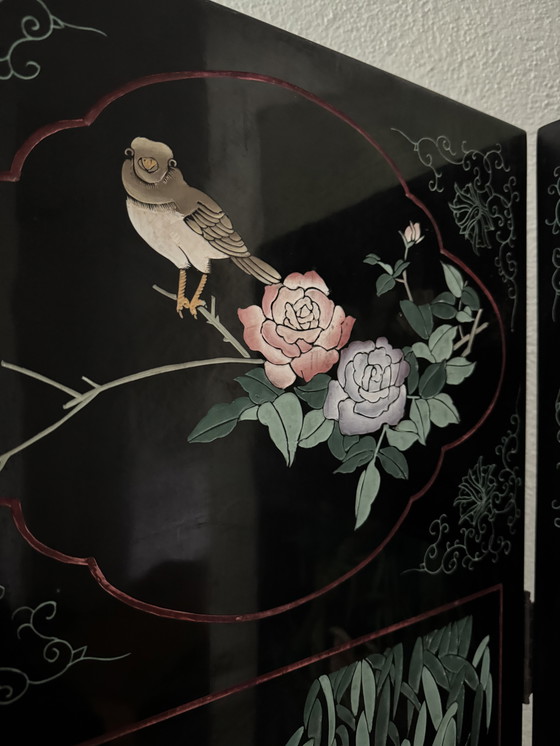 Image 1 of Biombo chino antiguo lacado de Coromandel