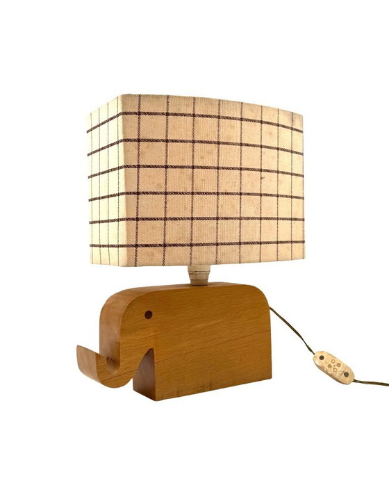 Image 1 of Mid century Modern wood elephant table lamp, Italy circa 1960s