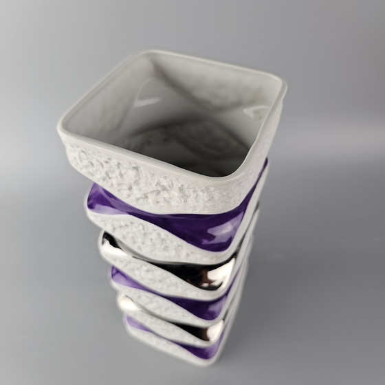 Image 1 of Large Vintage Porcelain Vase Made By KPM, Bavaria, Germany. On Art Vase, With Purple and Silver Glaze. Number 640/4