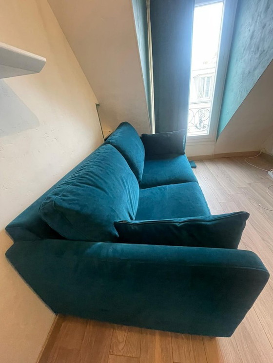 Image 1 of MdM 3-zitsbank van blauw fluweel