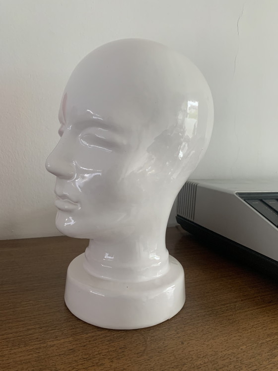 Image 1 of Vintage West German white ceramic pottery head, 60-70s