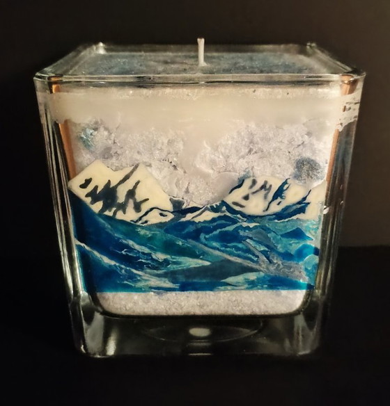 Himalayas · Collectible 1/1 Hand-Painted Functional Candle · Inspired by Nicholas Roerich – Glass art, Glass (photo 2 of 13)