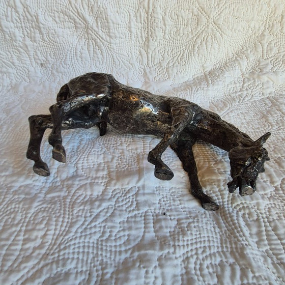 Sculpture de Cheval Broutant à Finition Argentée – Metal (photo 6 of 9)