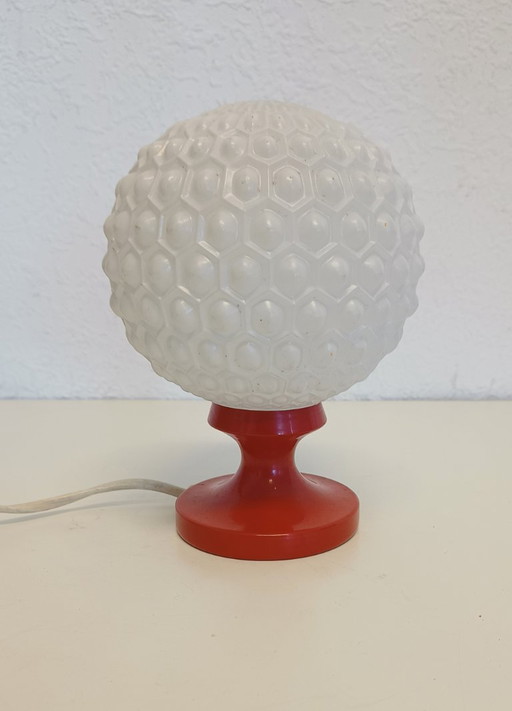 Vintage Nachttischlampe Rotes Metall Und Glas