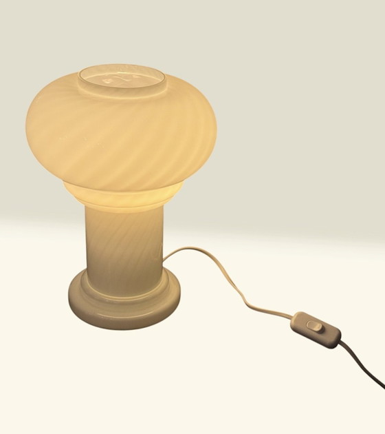 ✨ Vintage Murano Table Lamp | Mushroom Swirl | Lattimo | 1960s–70s | Mint Condition – Glass (photo 11 of 15)