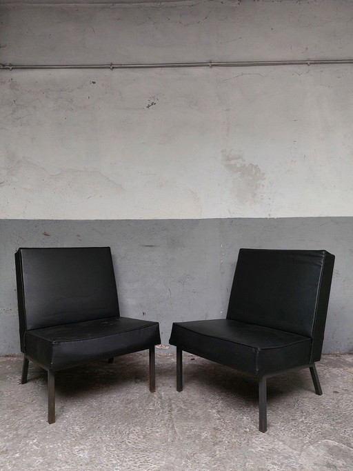 2x Mid-Century Black Relax Chairs
