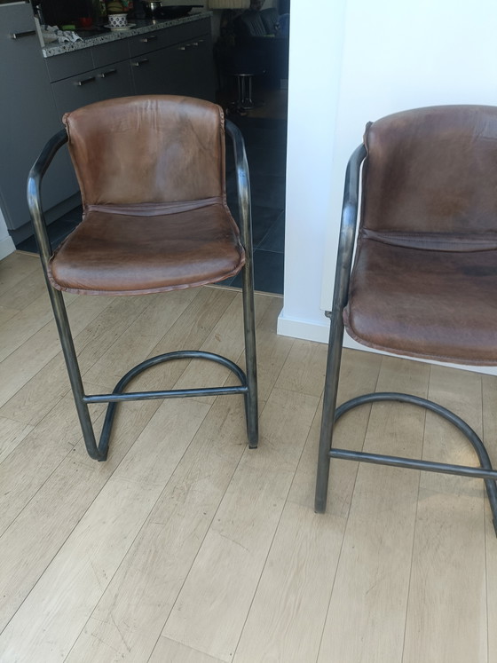Image 1 of Tabourets de bar en cuir de chez Chiavari