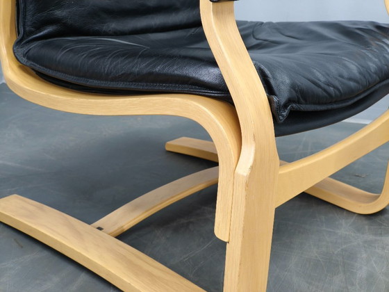 Image 1 of Een paar leren fauteuils van Åke Fribytter voor Nelo Kroken, jaren 60.