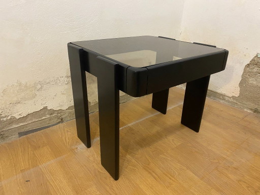 Vintage Meblo Yugoslavia Nesting Side Table, Smoked Glass, 1970s – Frattini Style