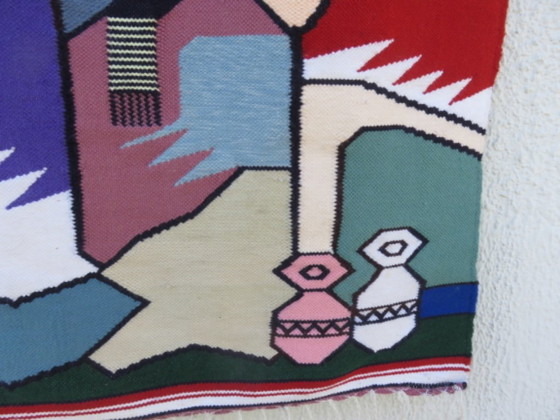 Large wool tapestry, Colombia, hand-woven, folk art, South America, 1970 – Wall decoration (photo 12 of 14)