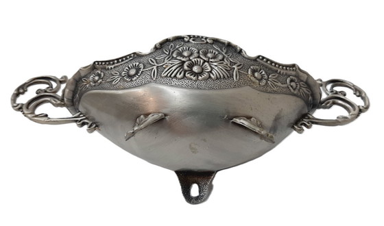 Image 1 of Vintage sierlijke tinnen snoepschaal, notenkom