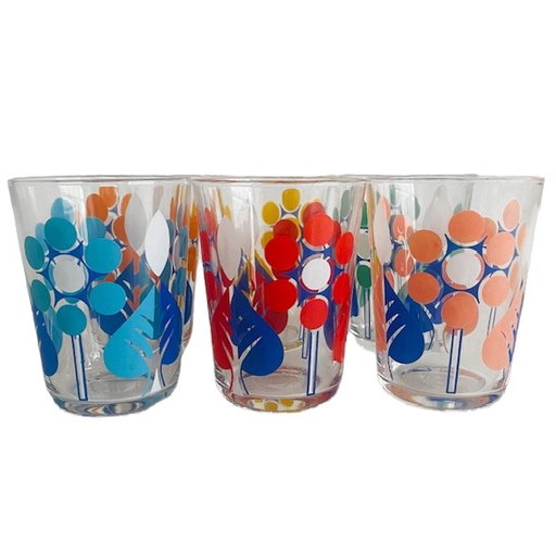 Set Vintage lemonade glasses 70s polka dots