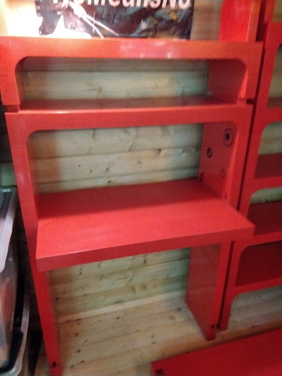 Image 1 of Bureau and Corner Rack, Design by Olaf von Bohr for Kartell, Red