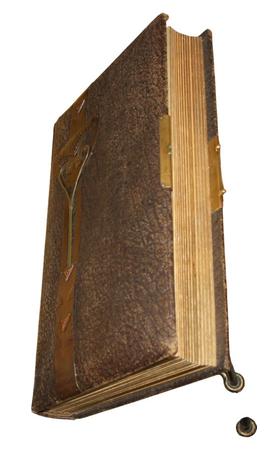 Antiek Art Nouveau leren fotoalbum met koperen beslag. – decoratieve objecten, Other (photo 2 of 5)