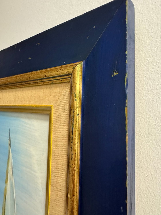 Tableau « Promenade » G.Raoux style Dufy, Peintures et dessins, Toile, Bois, Bleu (photo 6 sur 15)