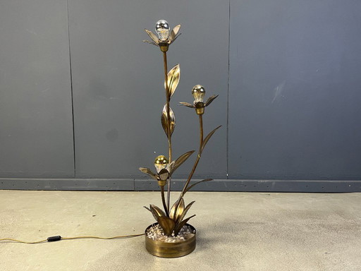 Lámpara de pie Lotus de Maison Jansen, años 70