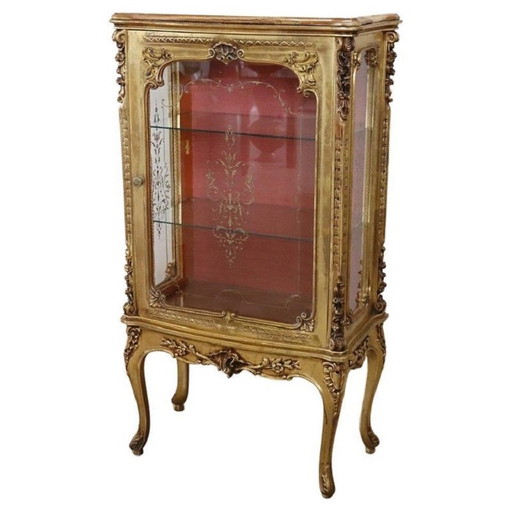 Display Cabinet in Gilded and Carved Wood, Italy 20th Century