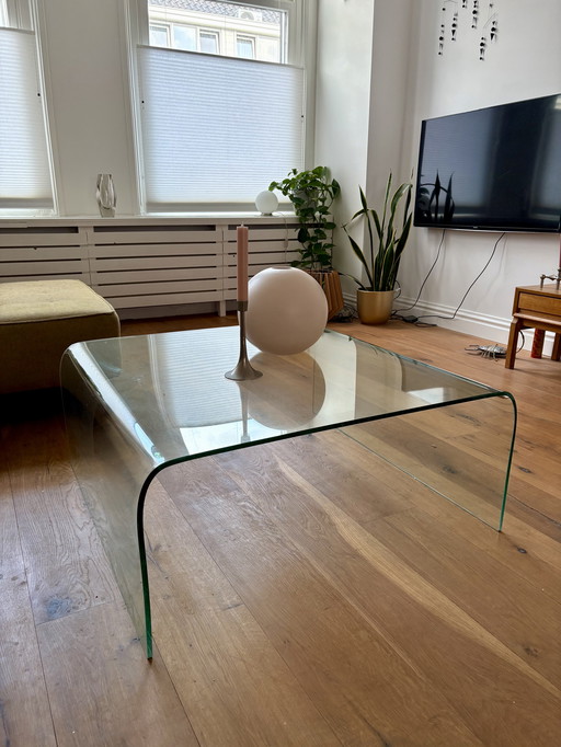 Vintage glazen salontafel, waterfall 