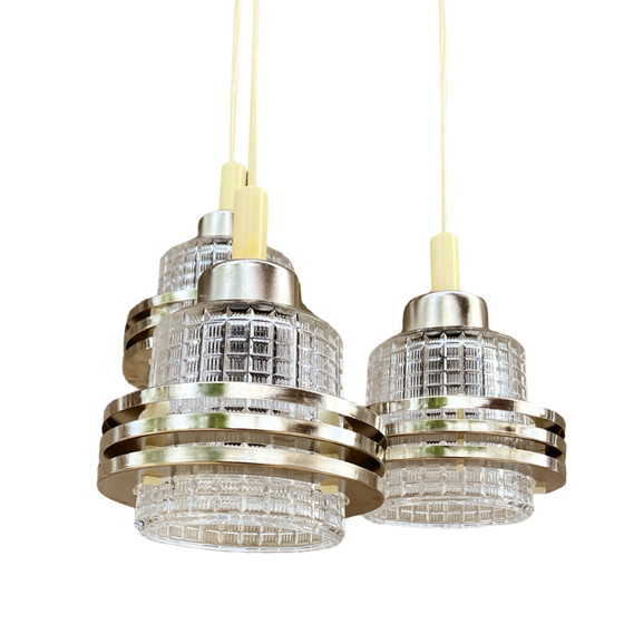 Image 1 of Mid Century Moderne Cascade Kroonluchter Pokrok Žilina, Tsjecho-Slowakije, 1970