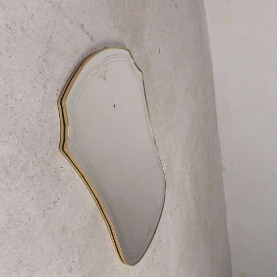 Image 1 of Vintage Spiegel Met Gouden Rand, Jaren 60