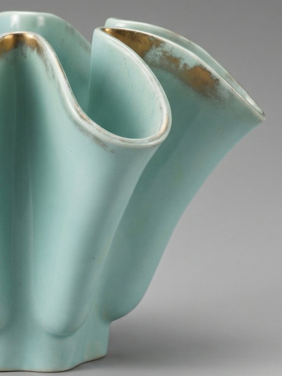 Image 1 of Keramische vaas van B. Letalle Saint-Clément – ​​model 9005 – celadongroen – sculpturaal ontwerp – jaren 1950/60 – 23 cm