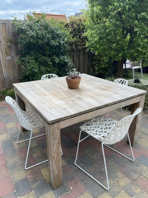 Vierkante teakhouten tuintafel 130 cm – Wood