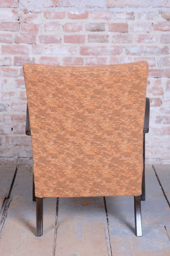 Pair of Restored Art Deco Armchairs, Beech, Polish, Reupholstered, Czech, 1930s – Textile, Wood (photo 4 of 18)