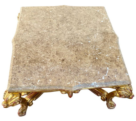 Image 1 of Vergulde houten salontafel, salontafel in Lodewijk XVI-stijl