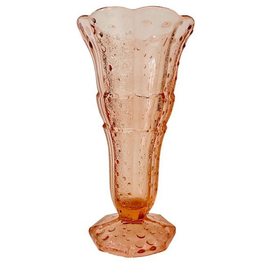 Art Deco vase Scailmont rosaline pink glass 1930s