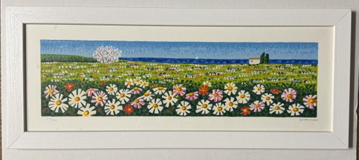4. Mimmo Sciarrano Siebdruck, 25 x 70 cm Querformat im Rahmen – lithos zeefdrukken, Paper, Wood