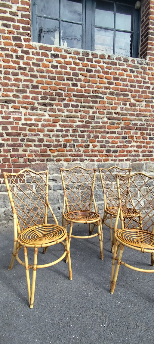 Set di 4 sedie in rattan Louis Sognot