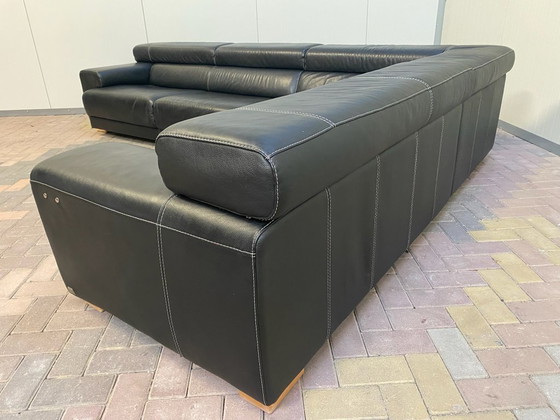 Image 1 of Callia Italia Black Leather Corner Sofa – Adjustable Headrests – Ultimate Comfort
