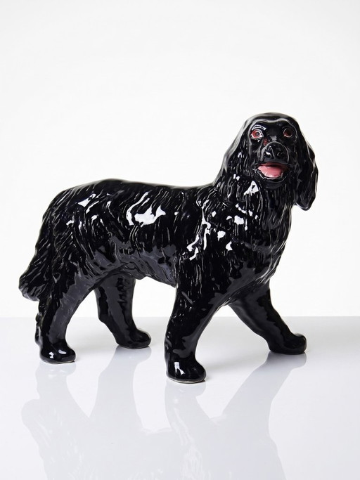 Vintage Newfoundland Screech rumkaraf, Newfoundlander hond in slipware. – decoratieve objecten, Ceramic