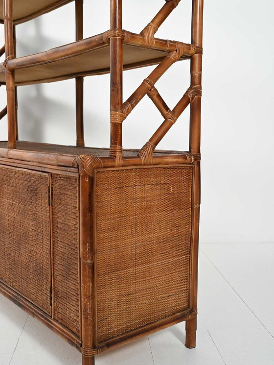 Image 1 of Librería de bambú y ratán de los años 60