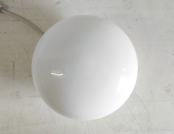 Image 1 of Bauhaus style ceiling or wall light with XL opaline globe shade - mid-20th century