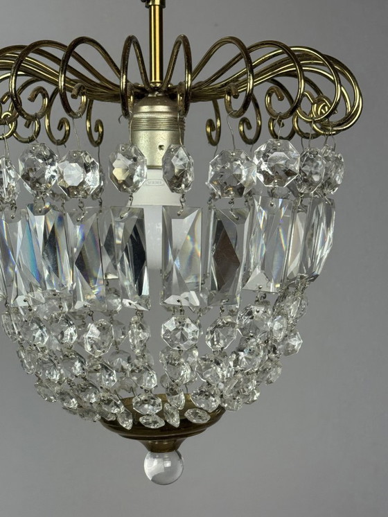 Image 1 of Lámpara de araña decorativa de cristal "fresa" de mediados de siglo, estilo Josef Frank, década de 1960