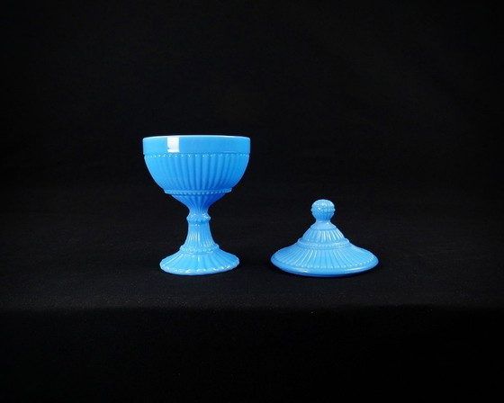 Image 1 of Bonbonniere aus blauem Messeopalin von Portieux Vallerysthal Art Deco