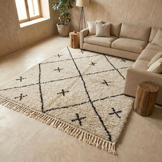 Natural Wool Moroccan Berber Carpet 250cmx120cm – Rugs & carpets, Cotton (photo 5 of 6)