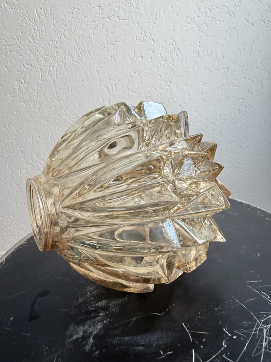 Image 1 of Set van 3 Vintage Glazen Plafondlampen / Kappen – Kristallook (Jaren 60)