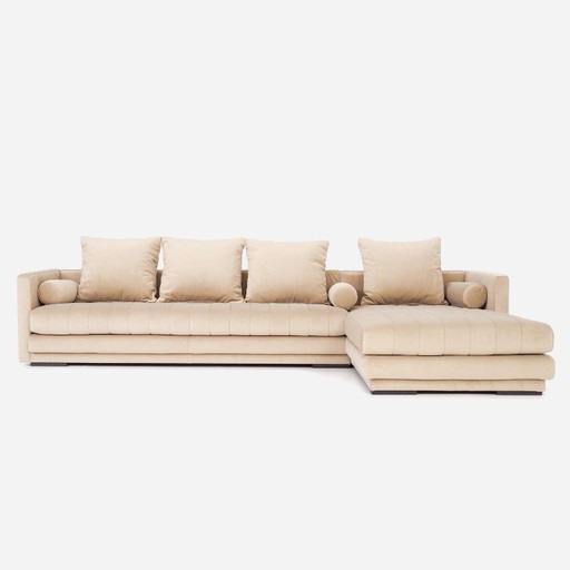 Corner sofa KOPENHAGA beige velour, Scandinavian design