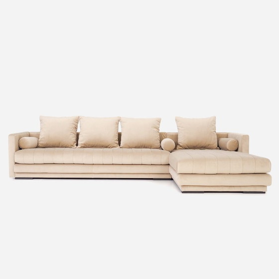 Image 1 of Ecksofa KOPENHAGA beige Velours, skandinavisches Design