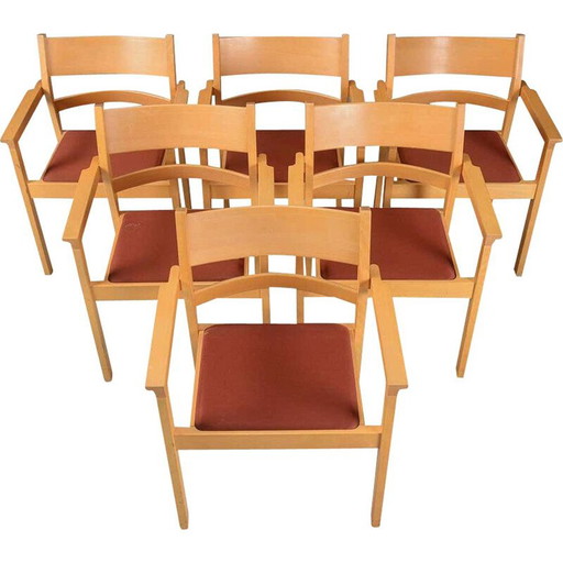 Set di 6 poltrone vintage in faggio di Hans J. Wegner, Danimarca 1988