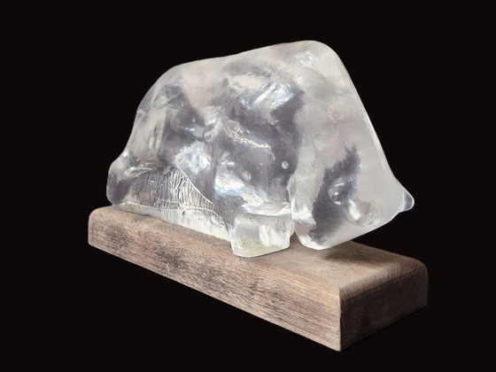 Pukeberg - Massiver Stier von Uno Westerberg - 2272 Gramm - 60er Jahre – Glaskunst, Glass, Wood (photo 3 of 6)