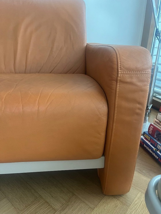 Image 1 of Reflex Artifort modulebank in cognackleurig leer 3-zits design Toine van den Heuvel