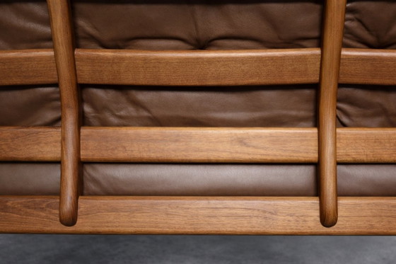 Image 1 of Vintage Mid-Century Danish Modern 3-Seater Brown Leather Sofa by Georg Thams from A/S Vejen Polstermøbelfabrik, 1960s