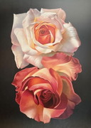 Franco Campana: "Due Rose, 1999." Signed in the Plate. Beautiful Colors!