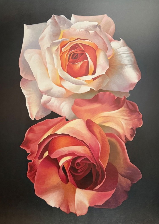 Image 1 of Franco Campana: "Due Rose, 1999". In der Platte signiert. Schöne Farben!