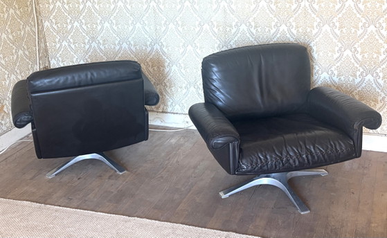 Image 1 of Paire de 2 fauteuils lounge De Sede DS31 en cuir marron
