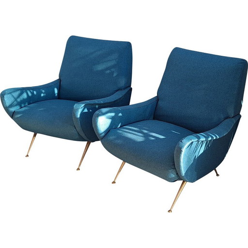 Par de sillones de dama de mediados de siglo de Marco Zanuso para Arflex, década de 1950